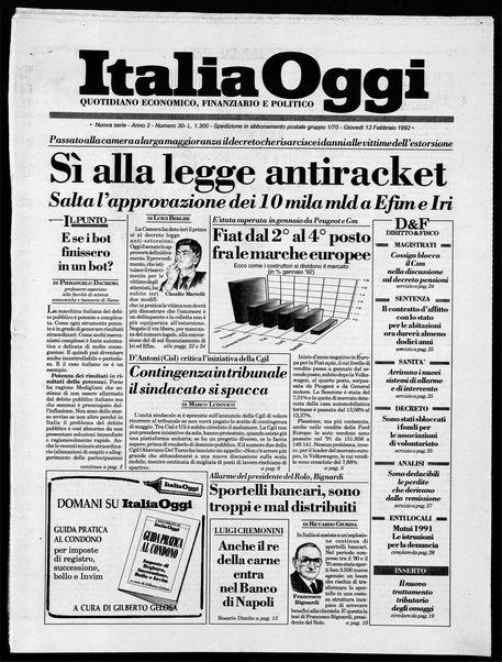 Italia oggi : quotidiano di economia finanza e politica